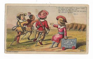 Trade Card Rw Bell Soap Children Cowboys Indians Harris Dry Goods Olean Ny