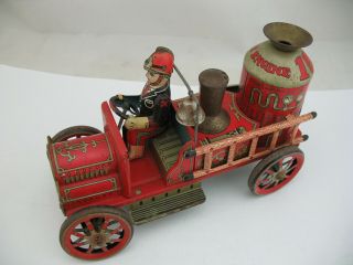 Trade Mark Modern Toys 1233: Tin Litho Fire Truck With Friction Motor