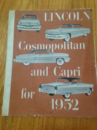 1952 Lincoln Cosmopolital And Capri Sales Brochure