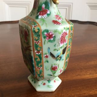 A 19th Century Chinese Celadon Glaze Famille Rose Porcelain Vase.  18.  5cm High. 4