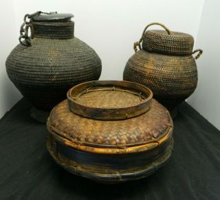 Antique Hand Woven Philippines Baskets All Hand Woven