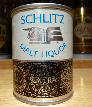 8 Oz.  Schlitz Malt Liquor Flat Top Beer Can - Usbc 242 - 14 - Paper Label / Softtop