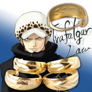 Cafiona Hot One Piece Trafalgar Law Cosplay Accessory Golden Circle Earrings