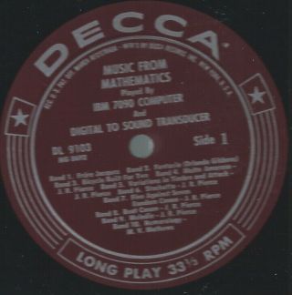 MUSIC FROM MATHEMATICS DECCA MAROON LABEL 1960 SYNTH IBM 7090 COMPUTER LP FLEXI 2