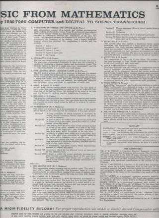 MUSIC FROM MATHEMATICS DECCA MAROON LABEL 1960 SYNTH IBM 7090 COMPUTER LP FLEXI 3