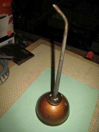 Vintage Eagle Metal Thumb Pump Oiler / Squirt Oil Can 11 " Tall Made In U.  S.  A.