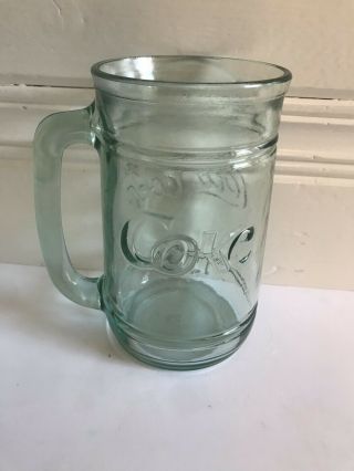 Set Of 6 Vintage Coca - Cola Green Glass Stein Mugs w Handles Coke Rare 16 Ounces 4