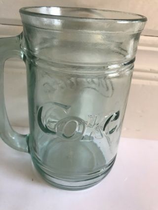 Set Of 6 Vintage Coca - Cola Green Glass Stein Mugs w Handles Coke Rare 16 Ounces 5
