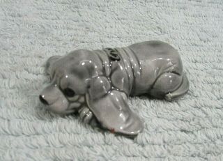 Gray Weimaraner Puppy Dog Laying Down Vintage Ceramic 3 " Long Figurine S/h