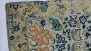 Antique Chinese Silk Embroidery Forbidden Stitch 10 x 22 in Sleeve Panels Frogs 2