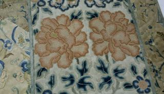Antique Chinese Silk Embroidery Forbidden Stitch 10 x 22 in Sleeve Panels Frogs 5