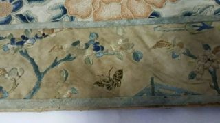 Antique Chinese Silk Embroidery Forbidden Stitch 10 x 22 in Sleeve Panels Frogs 8