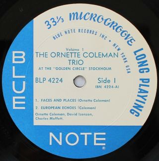Ornette Coleman Golden Circle Stockholm RVG EAR Mono Blue Note RARE 4