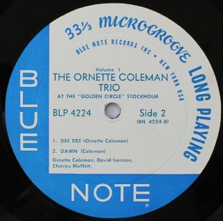 Ornette Coleman Golden Circle Stockholm RVG EAR Mono Blue Note RARE 5