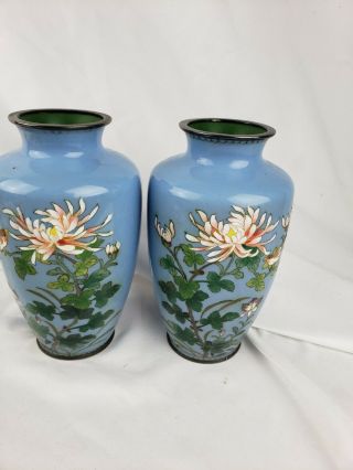 Great Vintage Japanese Cloisonne Vases,  Very Detailed 6 1/2 "