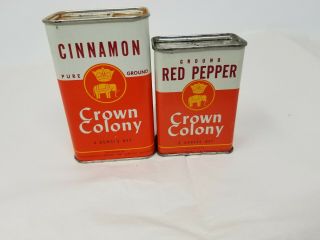 Vintage Crown Colony Ground Red Pepper Spice Tin Nos And Cinnemon
