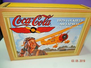 Ertl Coca - Cola 1929 Lockheed Air Express Plane Die - Cast Metal Coin Bank Nip