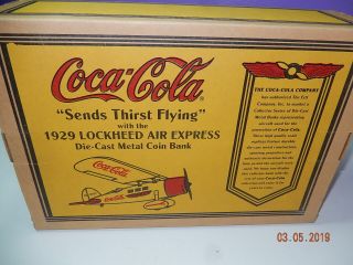 ERTL Coca - Cola 1929 LOCKHEED AIR EXPRESS plane Die - Cast Metal Coin Bank NIP 2