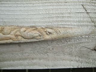 Large 80cm Carved Scrimshaw Swordfish Tusk Bone Bill With Whale & Octopus Scenes 7