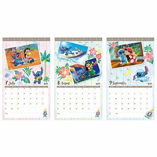 Wall Calendar 2019 Disney Lilo and Stitch Sunstar stationery From Japan F/S 7