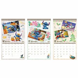 Wall Calendar 2019 Disney Lilo and Stitch Sunstar stationery From Japan F/S 8