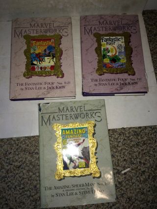 3 Marvel Masterworks,  Fantastic Four 2,  6,  Spider - Man Vol.  1 Hardback Comic Books