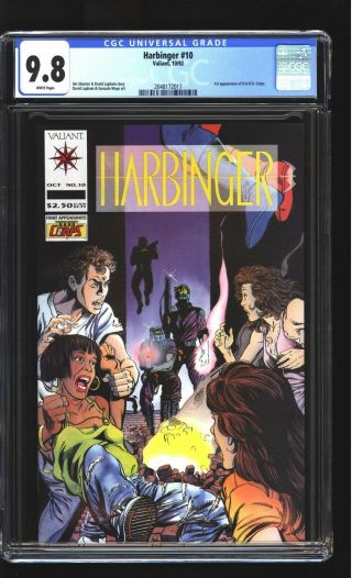 Harbinger 10 Cgc 9.  8 Nm/mint 1st Appearance Of H.  A.  R.  D.  Corps Valiant 1992