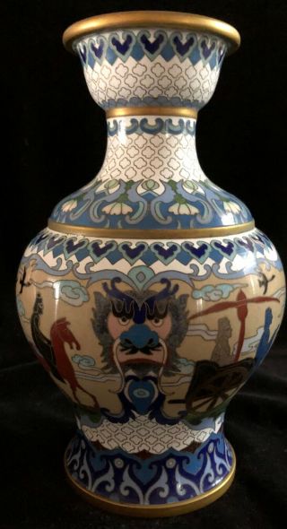 Chinese Cloisonne Vase Horse And Carriage