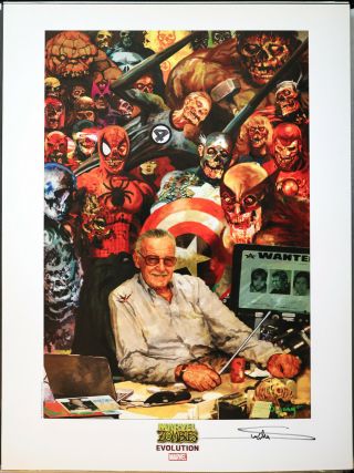 Marvel Zombies Evolution Sdcc Exclusive Lithograph Poster Stan Lee Signed Rare