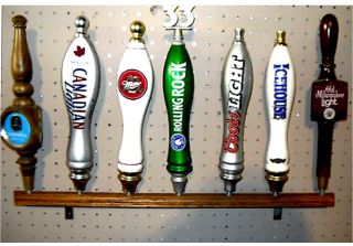 Solid Wood Black Wall Mounted 7 Beer Tap Handle Display Includes Brackets