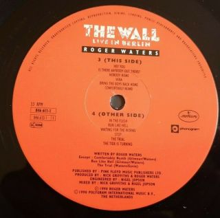 Roger Waters 2x LP The Wall live Berlin 1990 Holland Mercury 1st press, 8
