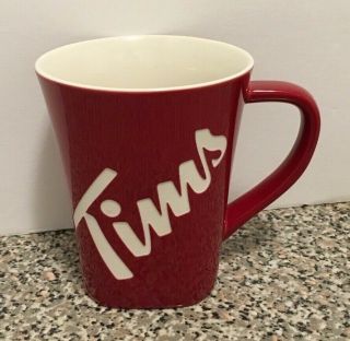 Tim Hortons 2013 Limited Edition Red White Etched Coffee Mug Tea Cup Tim 