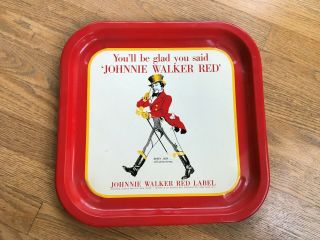 Vintage Johnnie Walker Red Metal Serving Tray