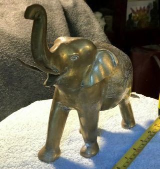 Brass Elephant,  India,  Heavy,  10 " Long X 10 " High