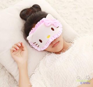 Cute Pink For Hello Kitty Women Soft Sleep Aid Mask Eye Shade Blindfold Cover