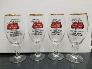 4 Stella Artois Chalice 40 Cl Beer Glasses Pub Bar Goblet Man Cave Belgium