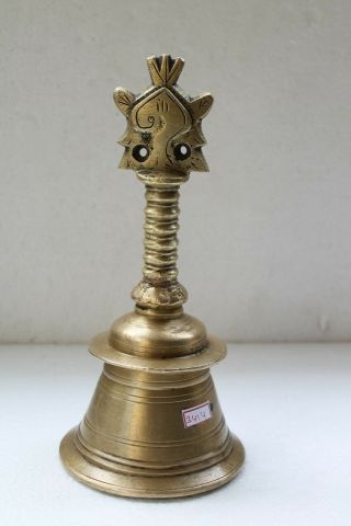 1900s Antique Hand Carved Crafted Brass Jain Subject Bell Nh3414