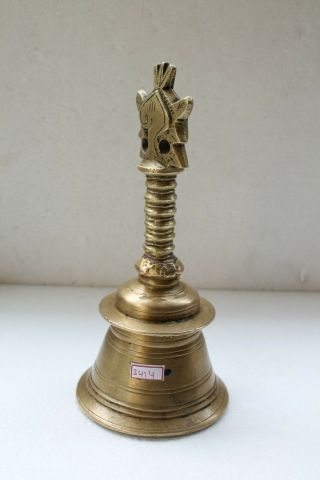 1900s Antique Hand Carved Crafted Brass Jain Subject Bell NH3414 2