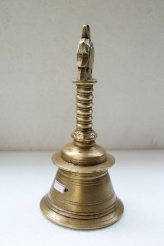 1900s Antique Hand Carved Crafted Brass Jain Subject Bell NH3414 3