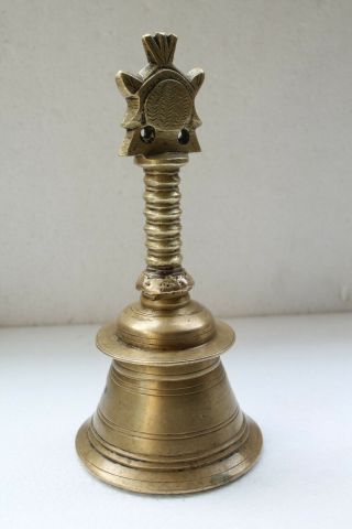 1900s Antique Hand Carved Crafted Brass Jain Subject Bell NH3414 4