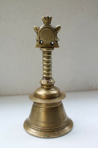 1900s Antique Hand Carved Crafted Brass Jain Subject Bell NH3414 5