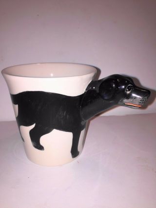 Black Labrador Lab Retriever Handpainted 3d Figurine Figural Coffee Mug Cup