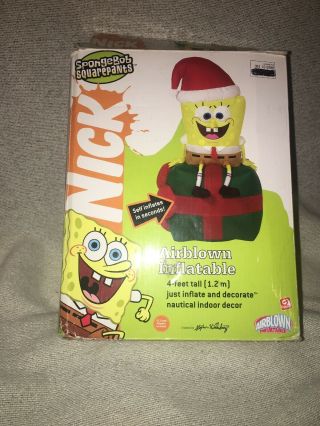 Sponge Bob Square Pants Christmas 4 Ft Air Blown Inflatable 2004