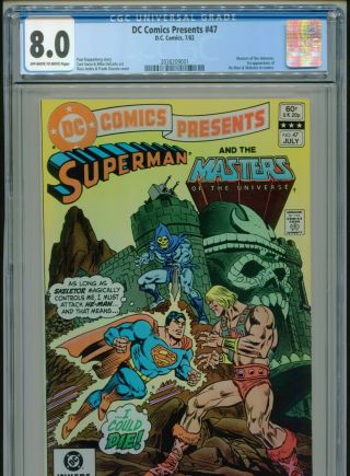 1982 Dc Comics Presents 47 1st App He - Man Masters Of The Universe Cgc 8.  0 Ow - W