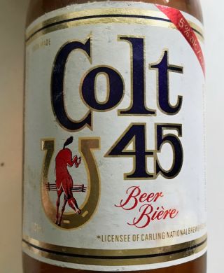 Vtg Colt 45 Carling Stubby Beer Bottle 12oz Canada Brown 70s 80s Label Cap L@@k