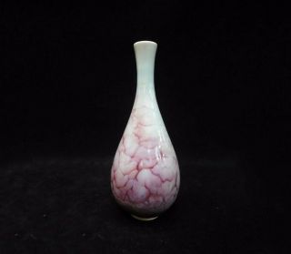 Rare Old Chinese Flamed Red And Purple Glazes Porcelain Bottle Vase