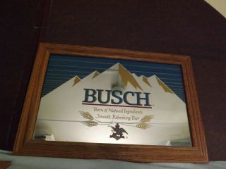 Wood Framed Busch Beer 18.  5 X 12.  5 " Mirror Sign