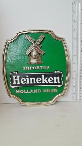 Vintage Heineken Beer Plastic Sign Imported Holland Beer
