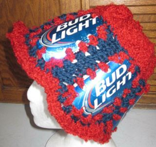 Bud Light Beer Can Label Hat Crochet Handmade Cap Crocheted