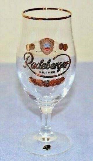 Radeberger German Pilsner Stemmed Beer Glass Gold Rim Made In Germany